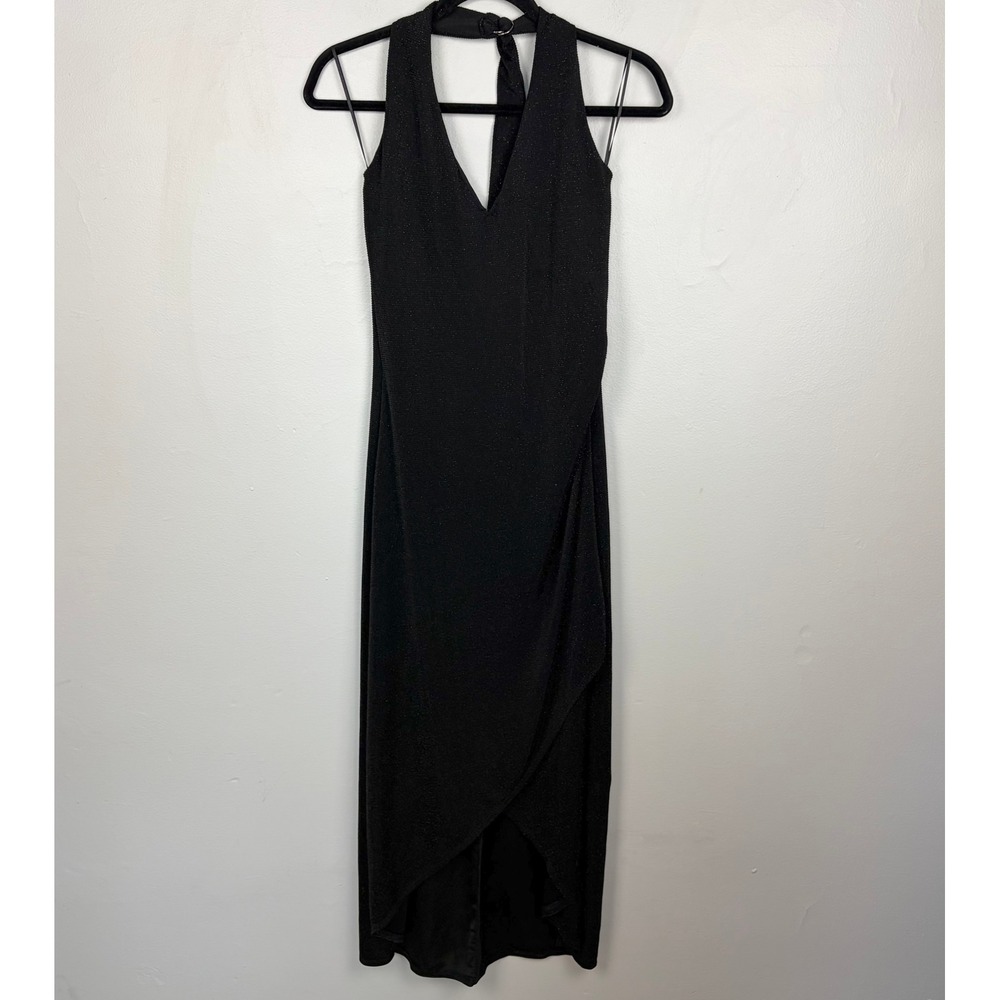H&M Y2K‎ Sparkle Halter Neck Midi Dress Asymmetric High‑Low Hem Party Size 10